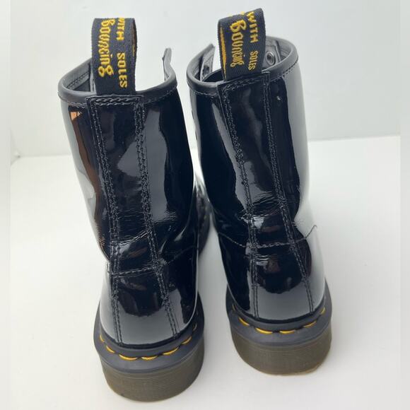 Dr. Martens Black Patent Leather Classic 1460 Lace Up Combat Boots - Picture 5 of 12